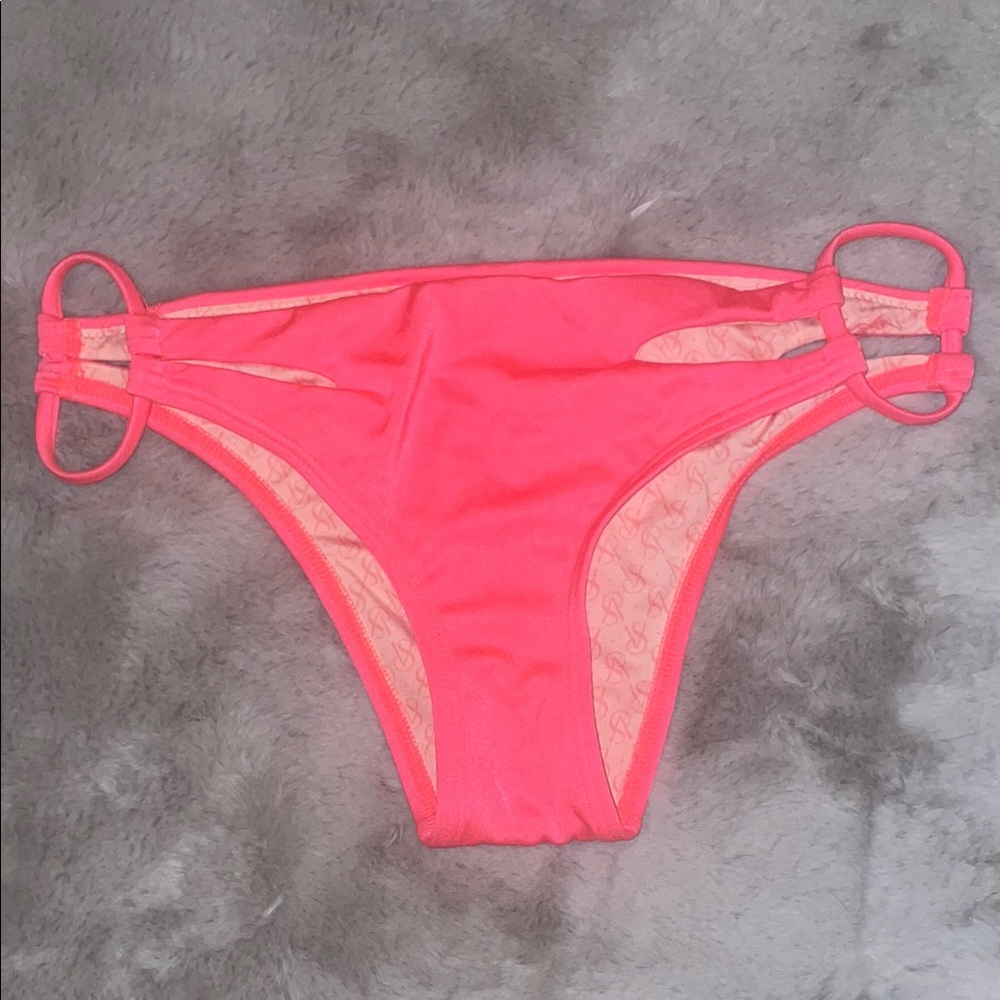 Victoria’s Secret Swim Coral Bikini Bottom Classic Cut Decorative Side Straps